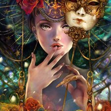 Схема вышивки «Девушка с маской»