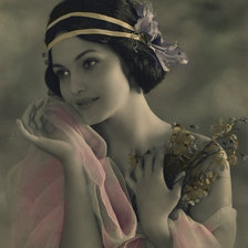 Схема вышивки «Девушка-ретро»