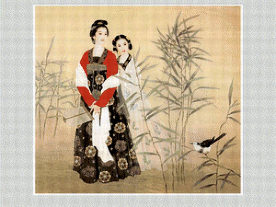 Мама и дочь - дочь, тросник, мама - предпросмотр