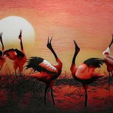 Схема вышивки «журавли»