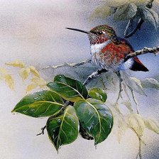 Схема вышивки «птичка на веточке 2»