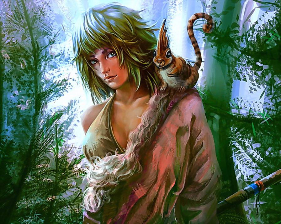 Инопланетная гостья - лес, девушки, фентези - оригинал