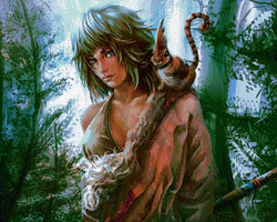 Инопланетная гостья - девушки, фентези, лес - предпросмотр