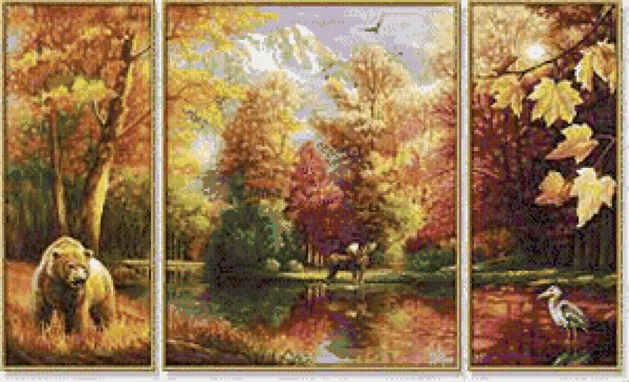 Осень - осень, мишка, триптих - предпросмотр