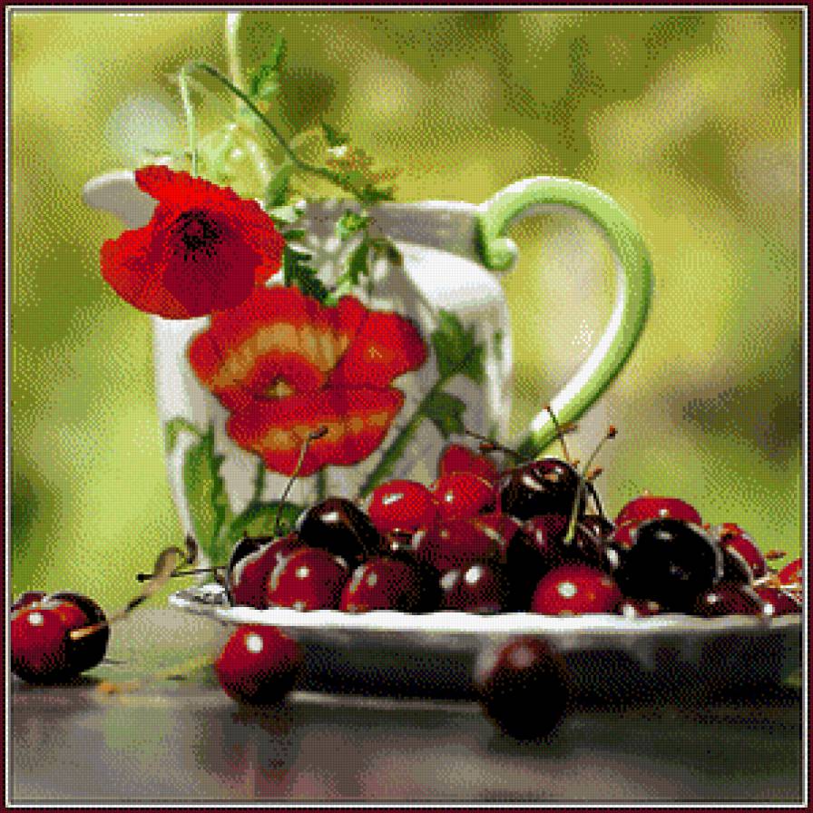 черешня и маки - предпросмотр