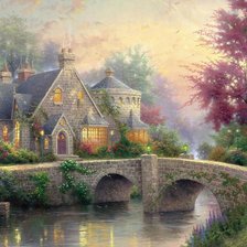 Схема вышивки «дом у реки»