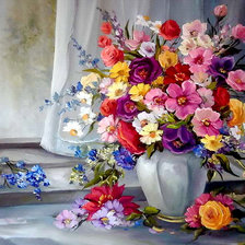 Схема вышивки «букет у окна»