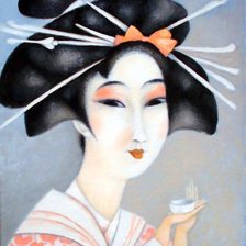 Схема вышивки «Японская девушка»