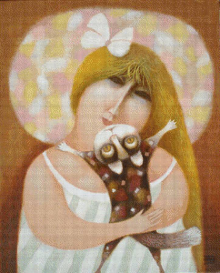 девочка с кошкой - предпросмотр