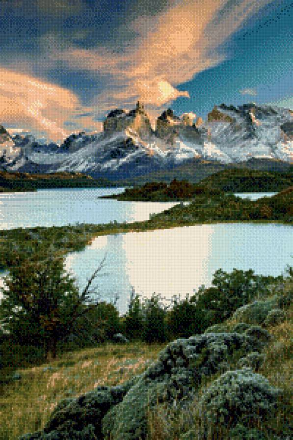 Озеро в горах - горы, пейзаж, озеро - предпросмотр