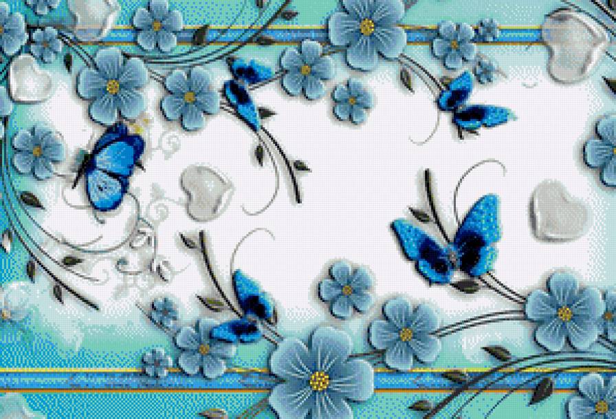 Цветы и бабочки - подушки - предпросмотр