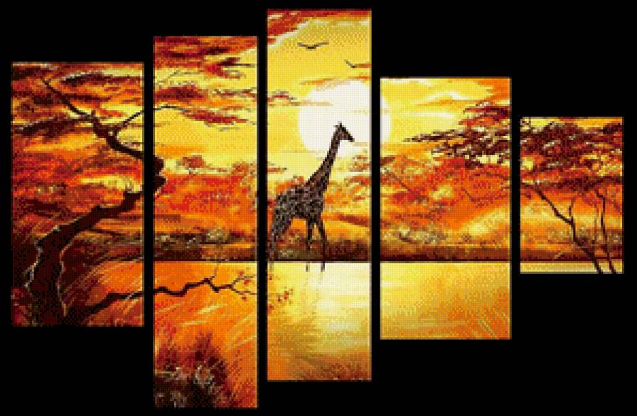 жираф - модульная картина - предпросмотр
