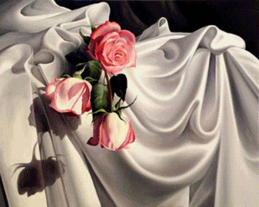 нежность - букет, розы, цветы, роза, живопись - предпросмотр