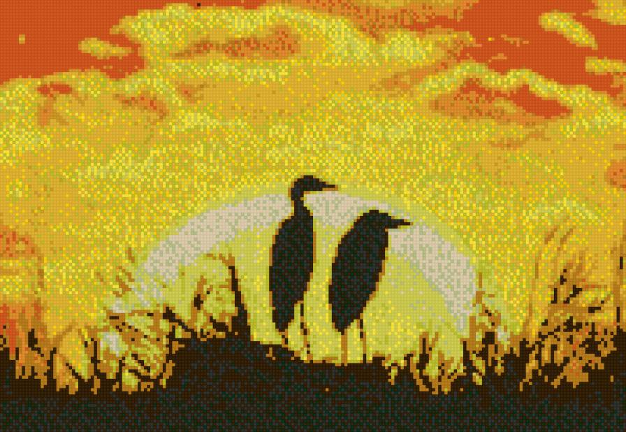 цапли на закате - предпросмотр