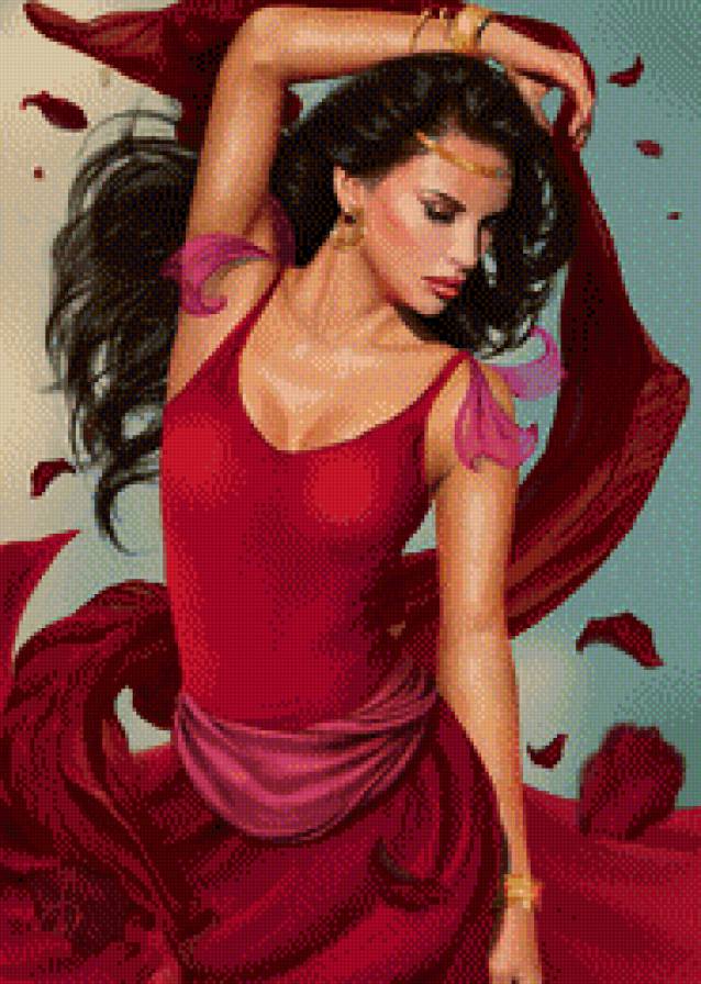 девушка в красном - женский образ, живопись, девушка, люди - предпросмотр