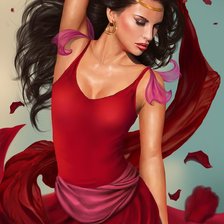 Схема вышивки «девушка в красном»