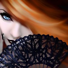 Схема вышивки «рыжеволосая с веером»