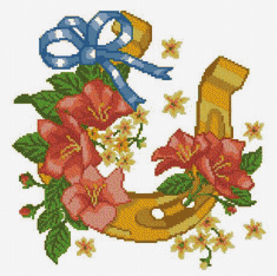 Подкова на счастье - подкова, оберег, цветы - предпросмотр