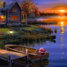 Схема вышивки «Домик у озера»