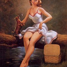 Схема вышивки «девушка ретро»