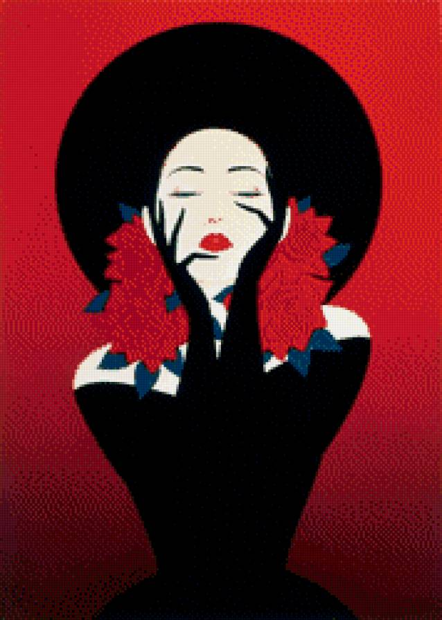 женский образ  Ichiro Tsuruta - люди, дама, черно красное, женский образ - предпросмотр