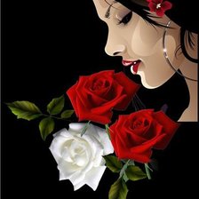 Схема вышивки «девушка с розами»