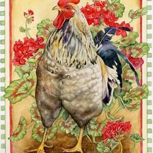 Схема вышивки «петух в герани»