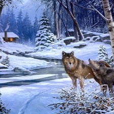 Схема вышивки «волки»