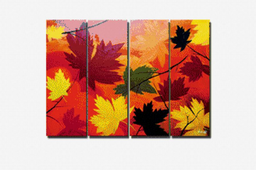 полиптих "Осень" - полиптих, осень, листья - предпросмотр