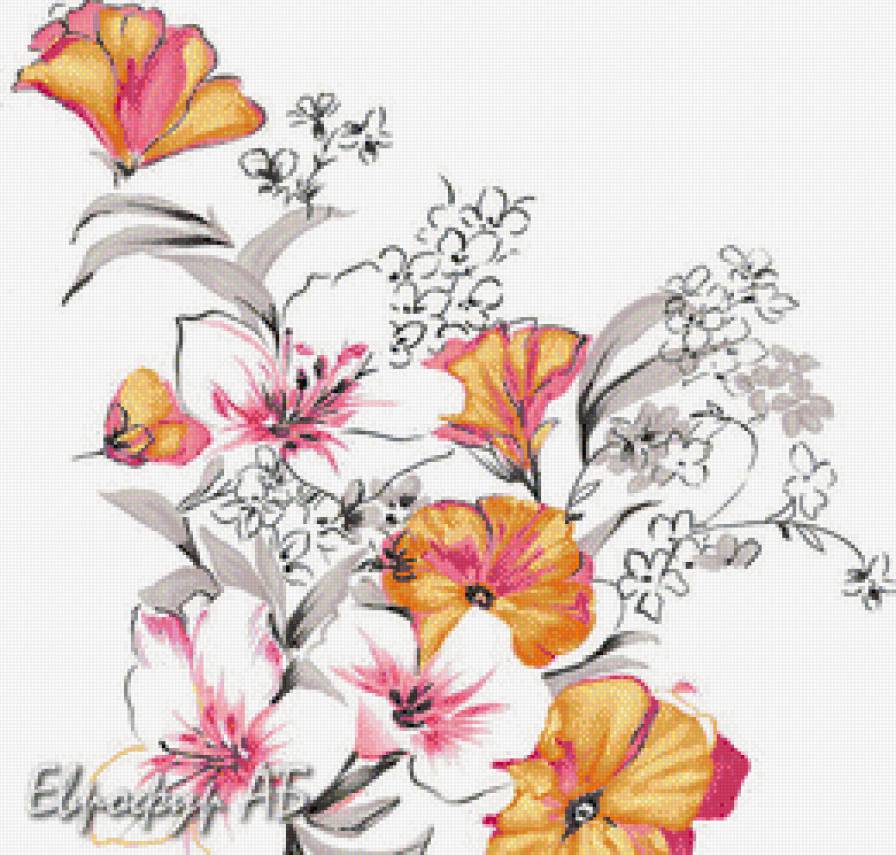 Цветы - бабочки, букет, цветы - предпросмотр