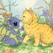 Схема вышивки «котик и дракон»