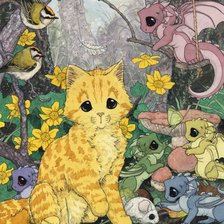 Схема вышивки «котик и дракончики»