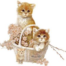 Схема вышивки «котята в корзинке»