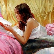 Схема вышивки «Читающая девушка»