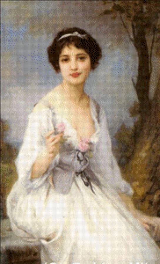 девушка с розой - картины, картина, красота женщины, женщины, женщина, девушка - предпросмотр