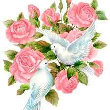 Схема вышивки «пара голубков»