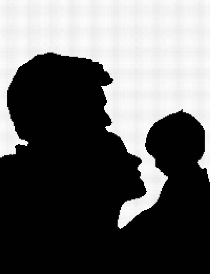 Семья - силуэт, семья, монохром - предпросмотр