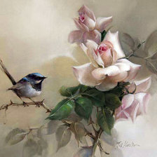 Схема вышивки «Розы и синица»