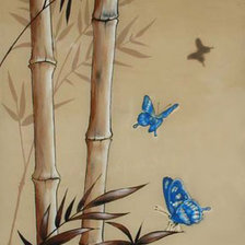 Схема вышивки «бамбук и бабочки»