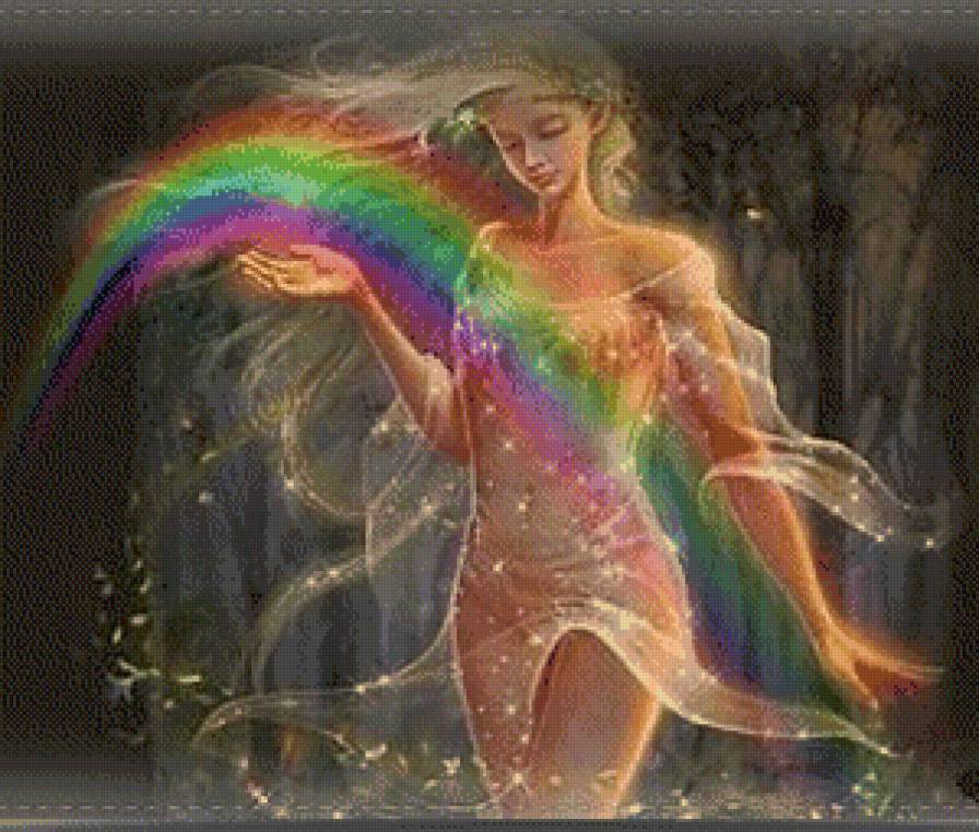 Радуга - девушка, красота, радуга - предпросмотр