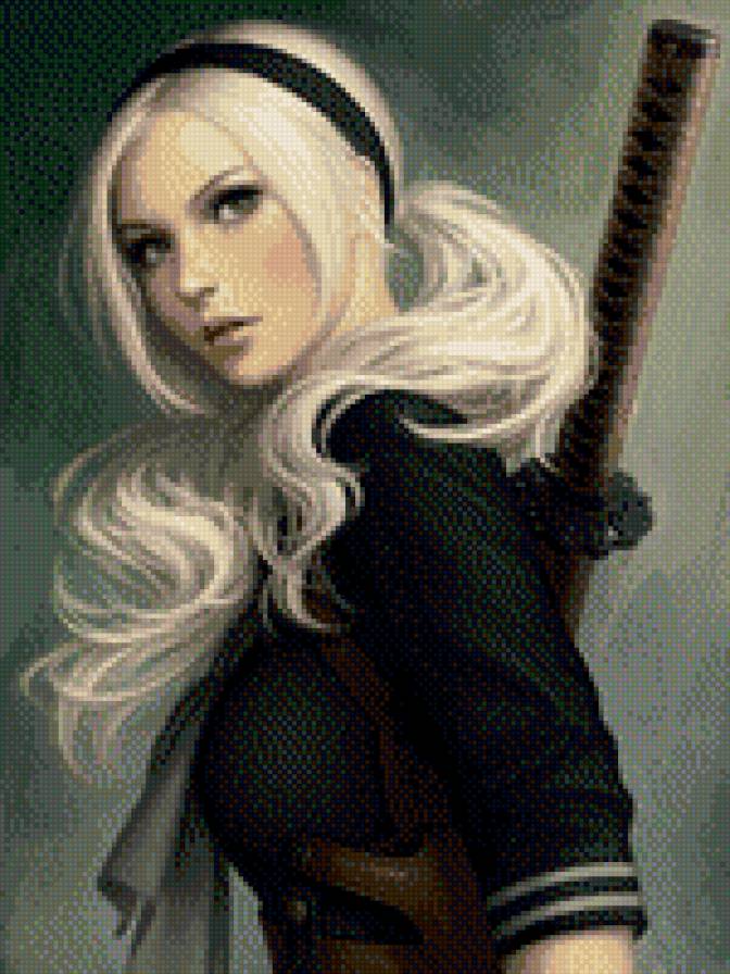 девушка с катаной - девушка - предпросмотр