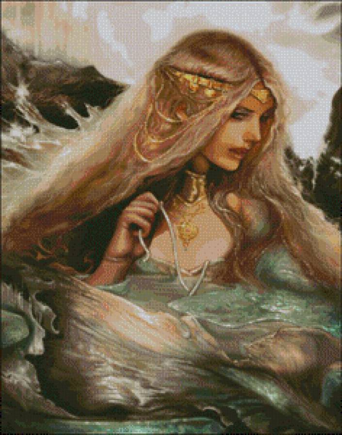 принцесса воды - картины, красота женщины, женщины, женщина, девушка, картина - предпросмотр