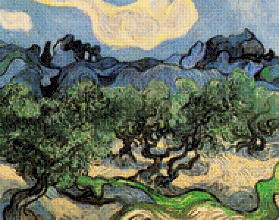 Ван Гог. Оливковые деревья на фоне Альпилля - ван гог - предпросмотр