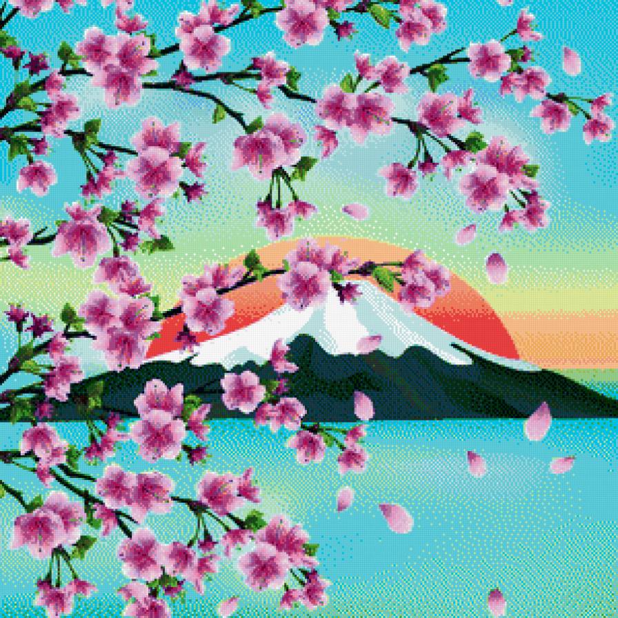 Цветение сакуры - цветы, восток, сакура, пейзаж - предпросмотр