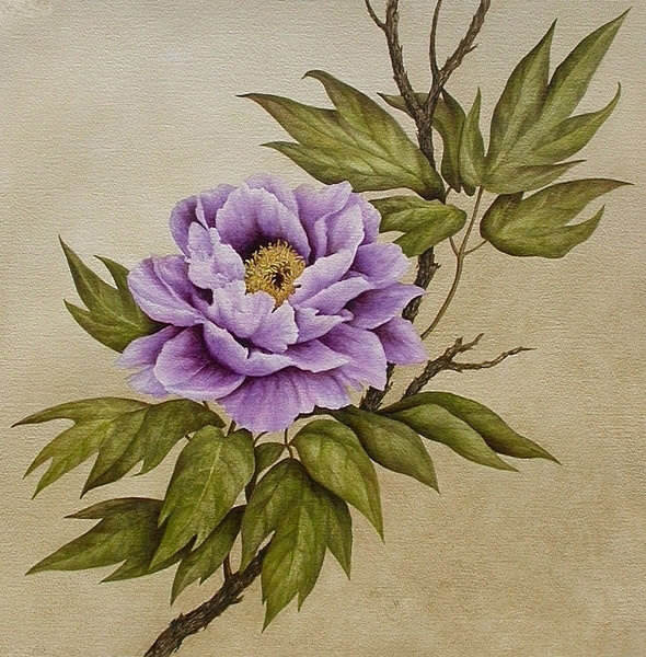 древесный пион - цветы, живопись - оригинал