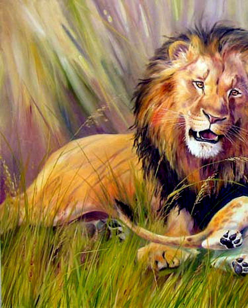 счастливая семья часть 1 - живопись, лев, природа, хищник, львенок - оригинал