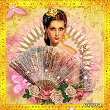 Схема вышивки «портрет девушки с веером»