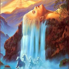 Схема вышивки «водопад и кони»