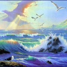 Схема вышивки «Лебеди и море»