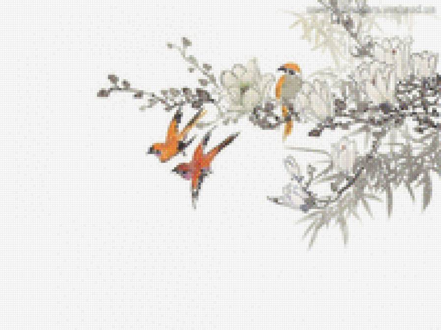 Птицы на ветке - птицы - предпросмотр